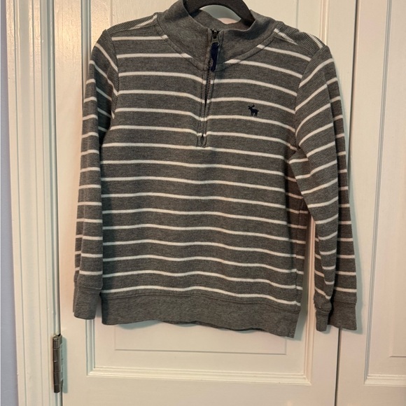 Gray Striped Kids 3/4 Zip Adorable Preppy Sweater Polo Shirt . Kids 7 - Picture 2 of 7